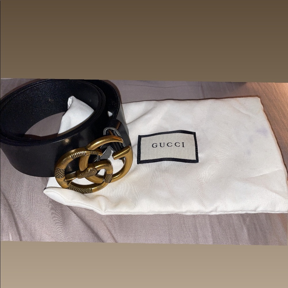 Gucci GG Marmont Black Leather Belt
